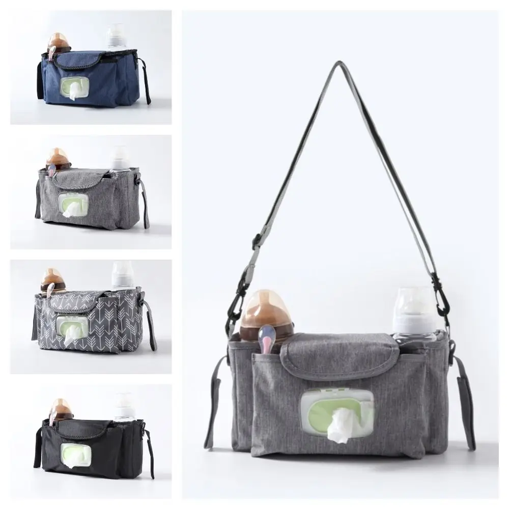 Bolsa multifuncional para cochecito de bebé, gran capacidad con múltiples bolsillos, bolsa colgante de almacenamiento para cochecito, bolso impermeable para mamá