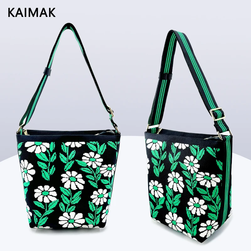 New Fashion Flower Pattern Shopping Travel Large Capacity Environmentally Friendly Handbag Women Single Shoulder Messenger Bag