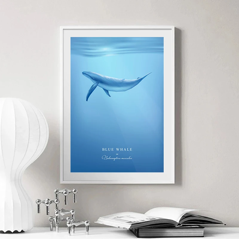 Nordic Whale Poster Sperm Whale Blue Whale Humpback Whale Orca Beluga Whale Canvas Painting Wall Prints Picture Room Home Decor