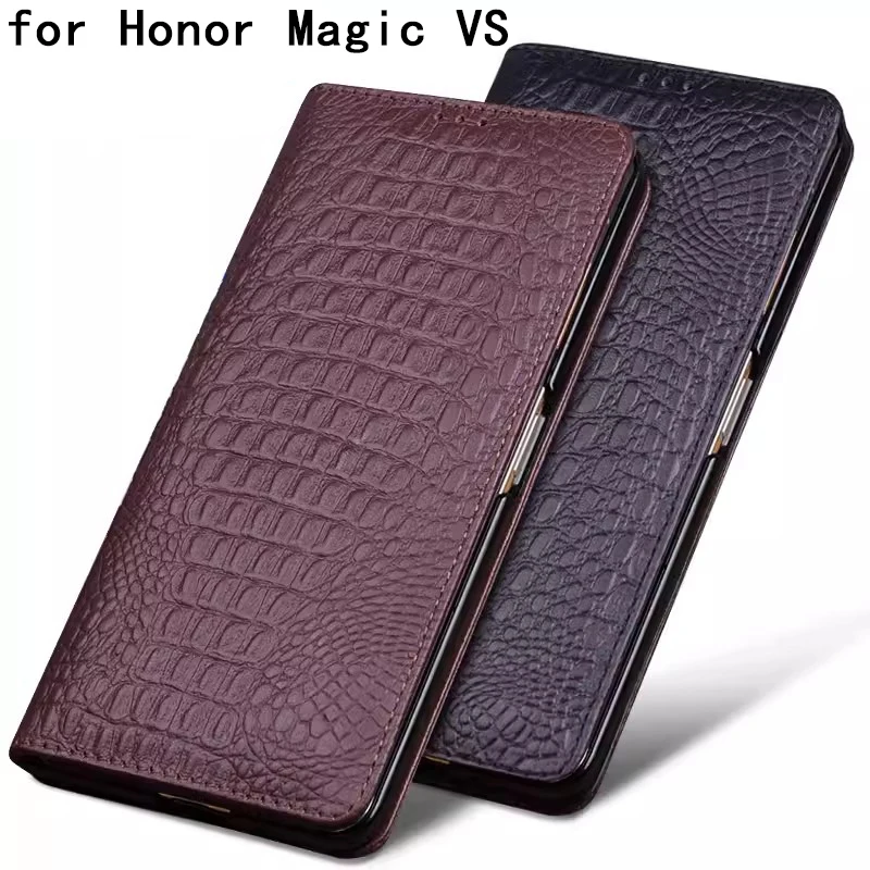 

Luxury Genuine Leather Carcasa for Honor Magic VS Case Fashion Flip Phone Funda for Honor MagicVS Coque Capa Crocodile Bag Skin