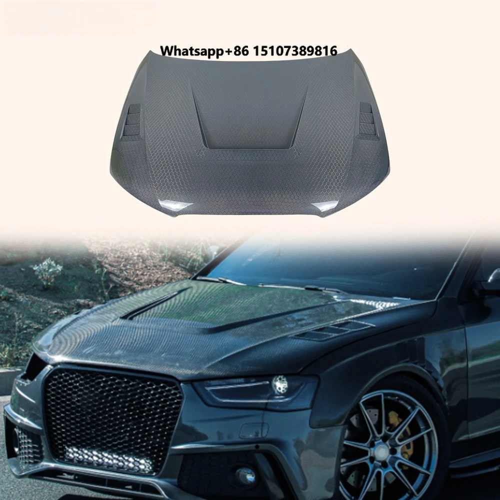 For A4 B8.5 Sedan 2013-16 Honeycomb Carbon LY Style Front Cooling Hood