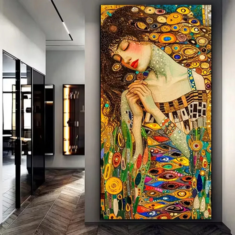 5D Diy Diamant Malerei Kits Mosaik Gustav Klimt Eleganz Frau Home Decor Voll Platz Runde Kreuz Stich Diamant Stickerei