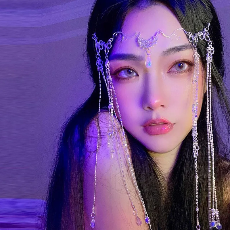 Feito à mão doce casamento headpiece cristal nupcial cabeça corrente tiara jóias de cabelo para mulheres strass testa bandana acessórios