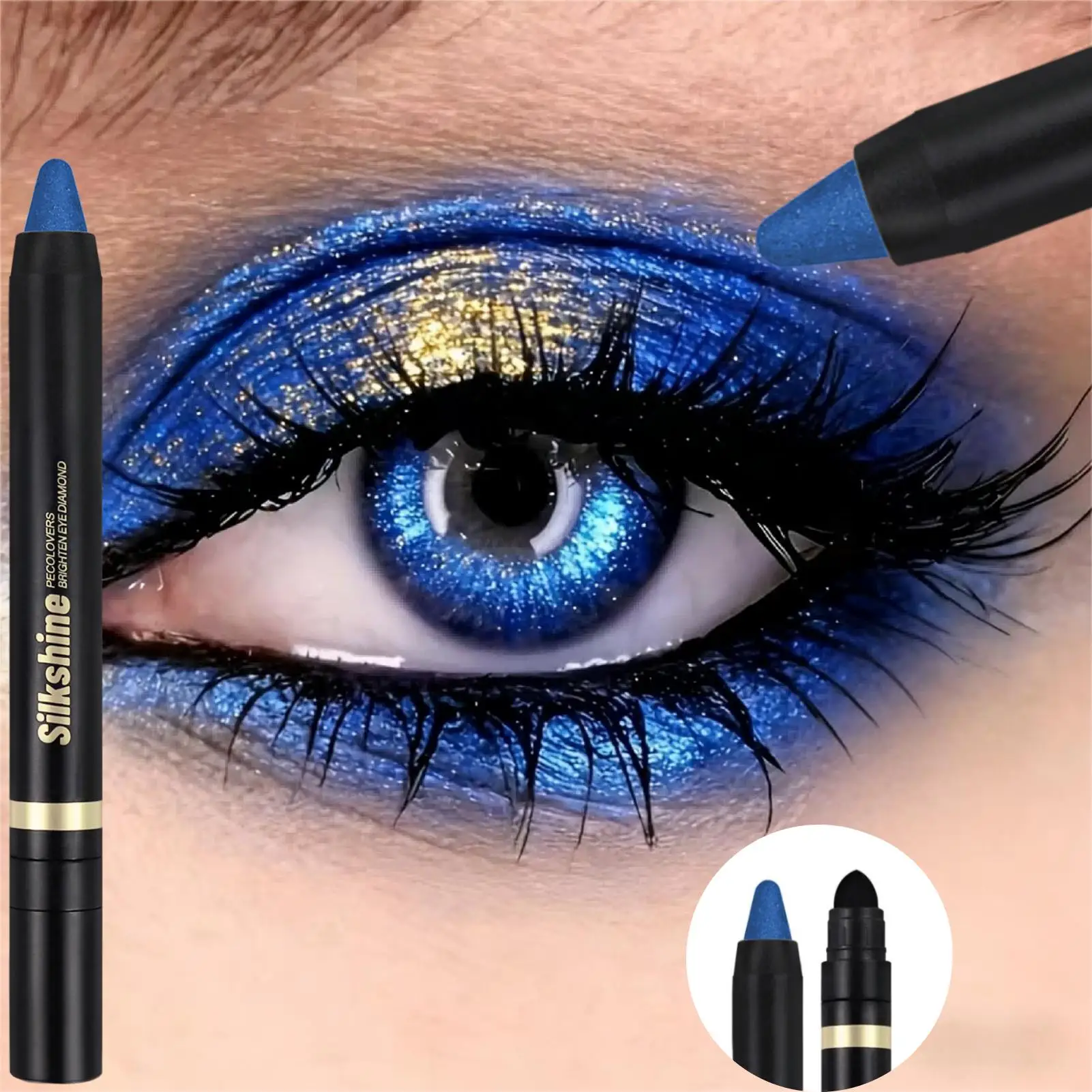 1PC Sparkling Blue Eyeshadow Stick, Waterproof & Long-Lasting Formula, Smooth Glitter Eyeshadow for Bold Stage Makeup