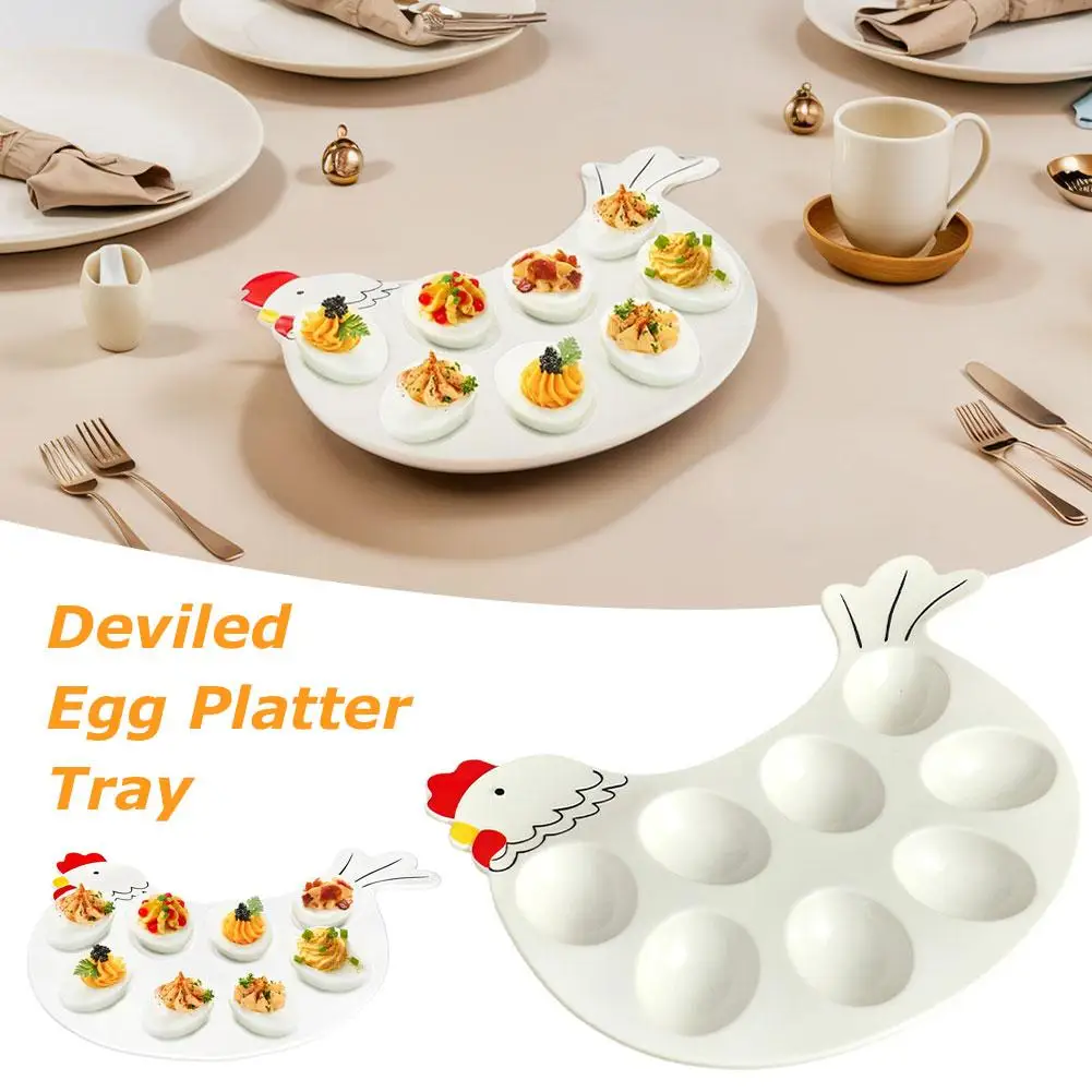 Deviled Egg Tray Deviled Egg Holder Tabletop Ceramic Sushi Easter Egg Display 8 Easter Egg Tray Ceramic Dish For Party P8F1