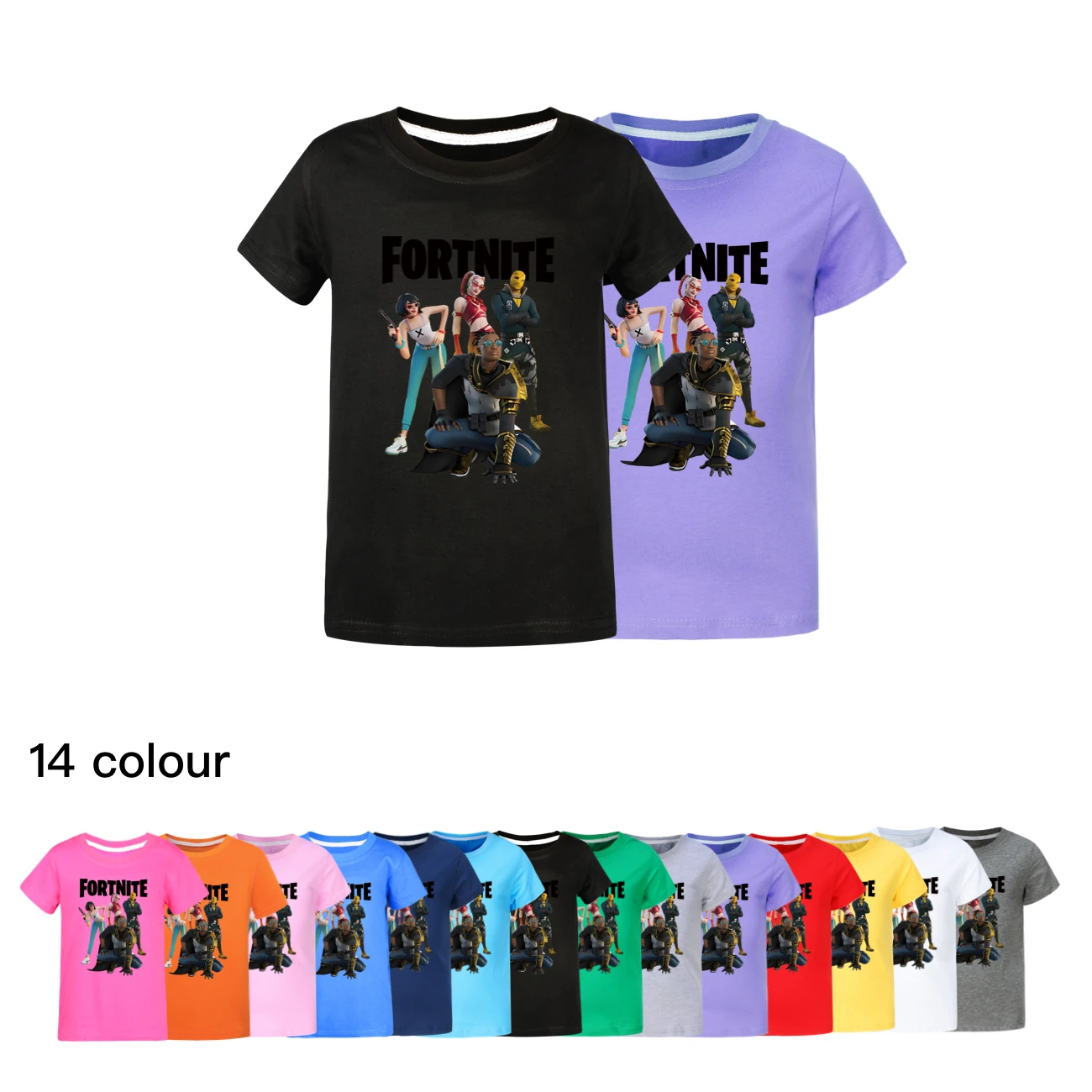 

Новая футболка Fortnite, летняя детская футболка с героями мультфильмов на день рождения, хлопковая футболка, модная свободная одежда с короткими рукавами Kid4403
