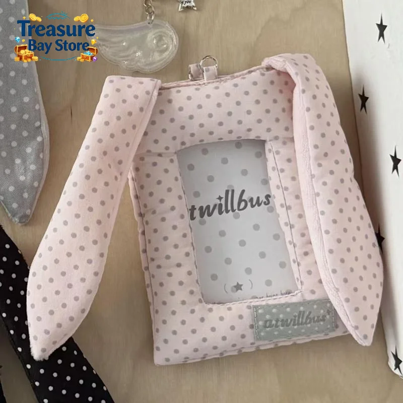 Y2K Polka Dot Rabbit Ears Card Holder 3-inch Kpop Photocard Holder Gift Korean Style Bag Pendant