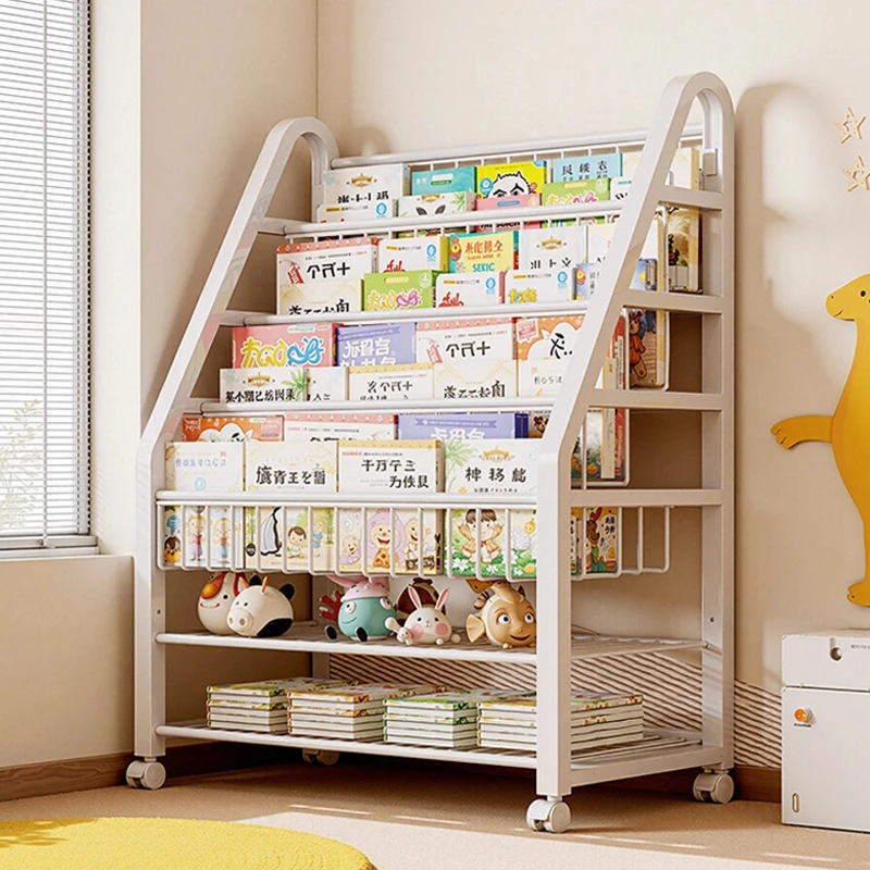 

Bookshelf Home Picture Book Rack Reading Area Mobile Toy Storage Rack Simple Baby Bookcase Shelf Floor