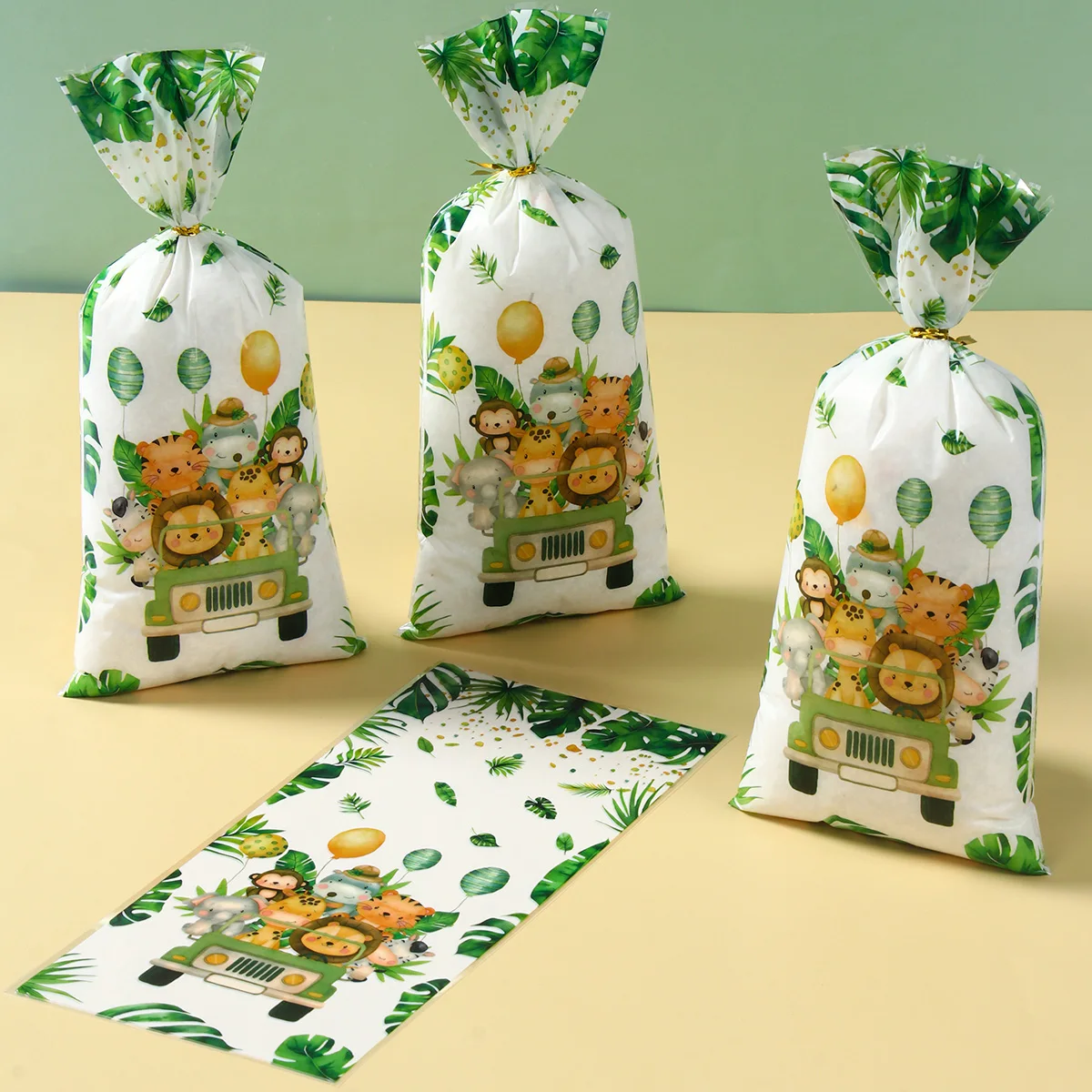 Jungle Animals Party Candy Gift Bags Biscuit Packing Bag Dinosaur Safari Gift Bag for Guest Kids Birthday Supplies Baby Shower