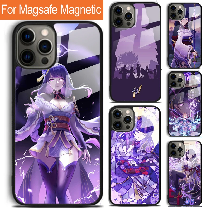 

Чехол для телефона Genshin Impact RAIDENSHOGUN для iPhone 17, Air 16, 15, 14, 12, Pro Max Plus Magsafe, магнитный чехол для беспроводной зарядки