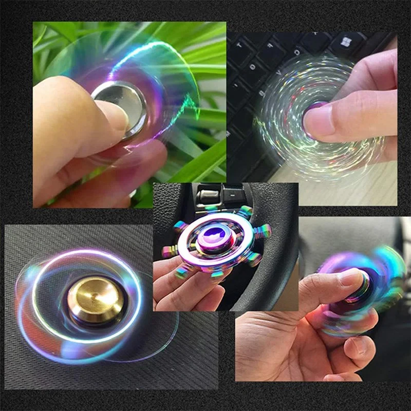 Metal Rainbow Fidget Spinner Colorful EDC Hand Spinner Anti-Anxiety Toy for Children Adult Relieves Stress Finger Spinner Gifts