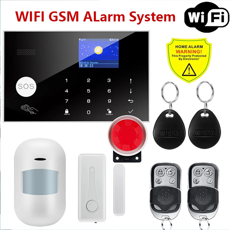 

WIFI GSM Alarm System Kits Smart Life Tuya App Control Home Wireless Security Burglar Alarm Kit Door Open Motion Sensor