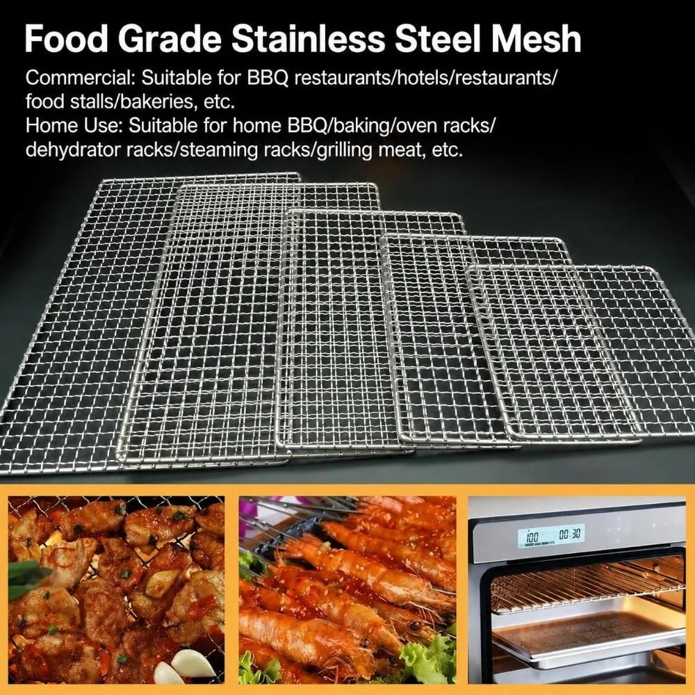 Rust‑resistant Stainless Steel BBQ Grill Grate Rectangular Reusable Barbecue Mesh Nonstick Grill Racks Outdoor Bbq
