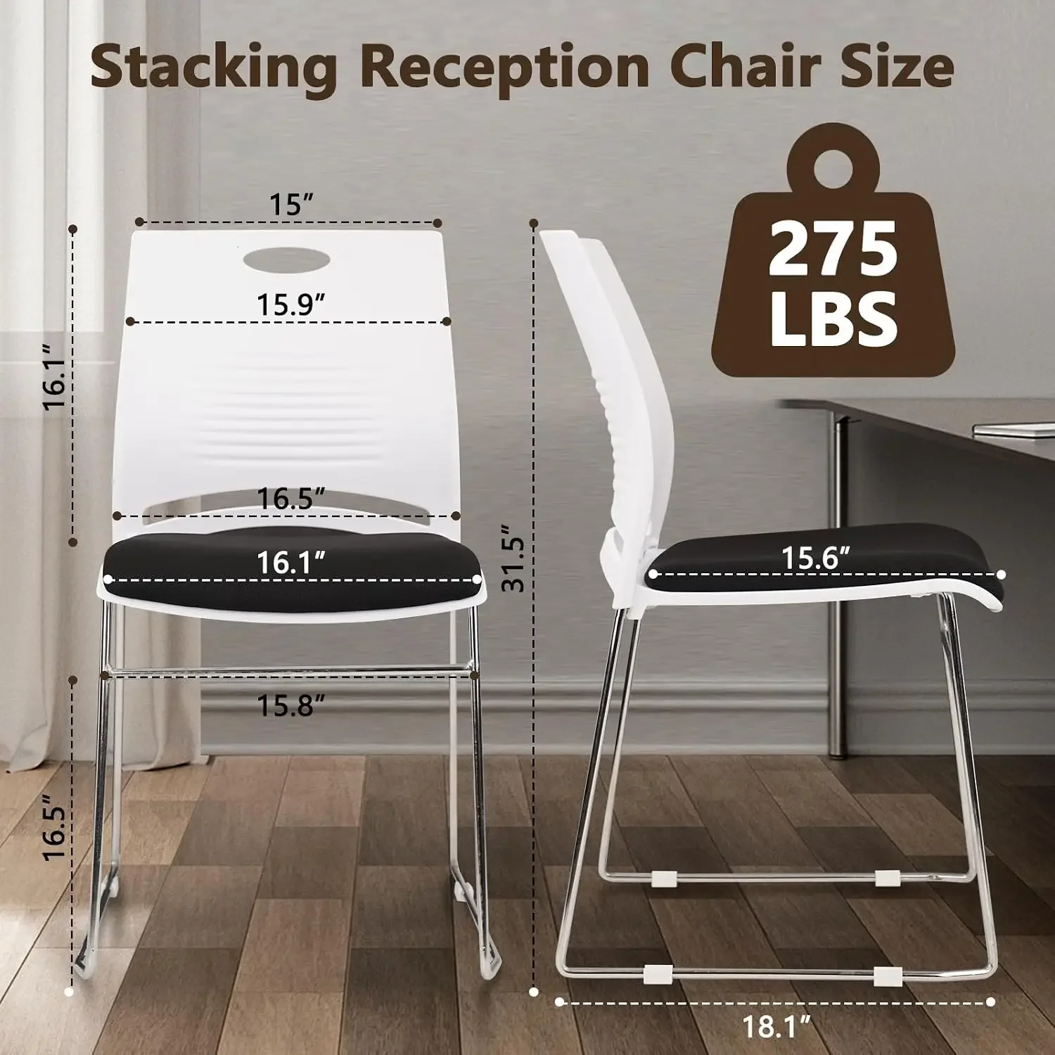 Stacking Home Office Guest Chair, Reception Stackable Chairs with Metal Sled Base, Conference Lobby Waiting Training School Kitc
