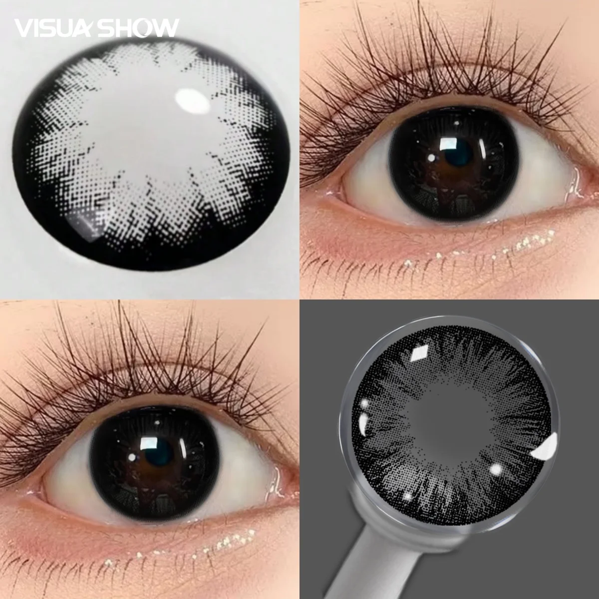 VISUASHOW 14,50mm große Kreis farbige Kontaktlinsen, Töne Braun/Blau/Schwarz, Sehkorrektur mit Dioptrien, Natürliche Schönheitspupille für Frauen im täglichen und kosmetischen Make-up