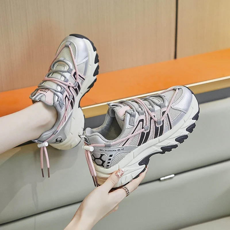 Platform Daddy Shoes 2023 Autumn New Breathable Student Sports Shoes Increase Leisure Street Photo