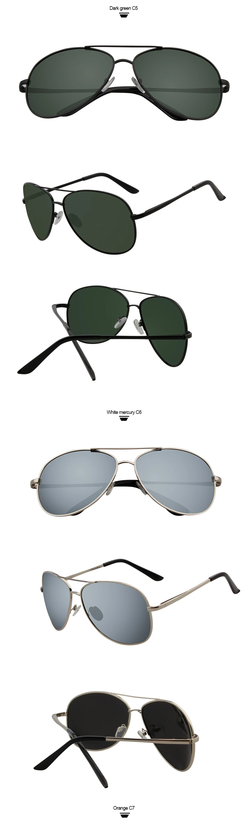 2026 Klassische Piloten-Sonnenbrille für Herren, polarisiert, UV400, modische Fahr- und Angelbrille, Filmgläser, Herren-Schutzbrille A103 – Detail 3