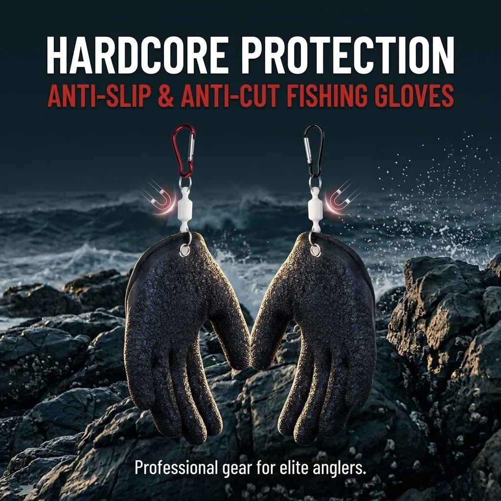 Fishing Catching Gloves Magnet Release Anti-slip Waterproof Fishing Gloves