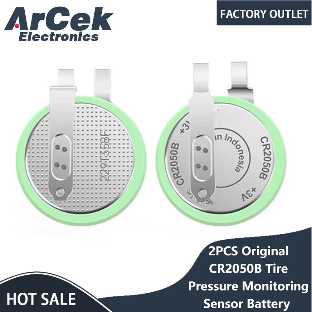 2PCS 3V Original for Panasonic CR2050B Tire Pressure Monitoring Sensor Battery with Pins High Temperature and Low Temperature