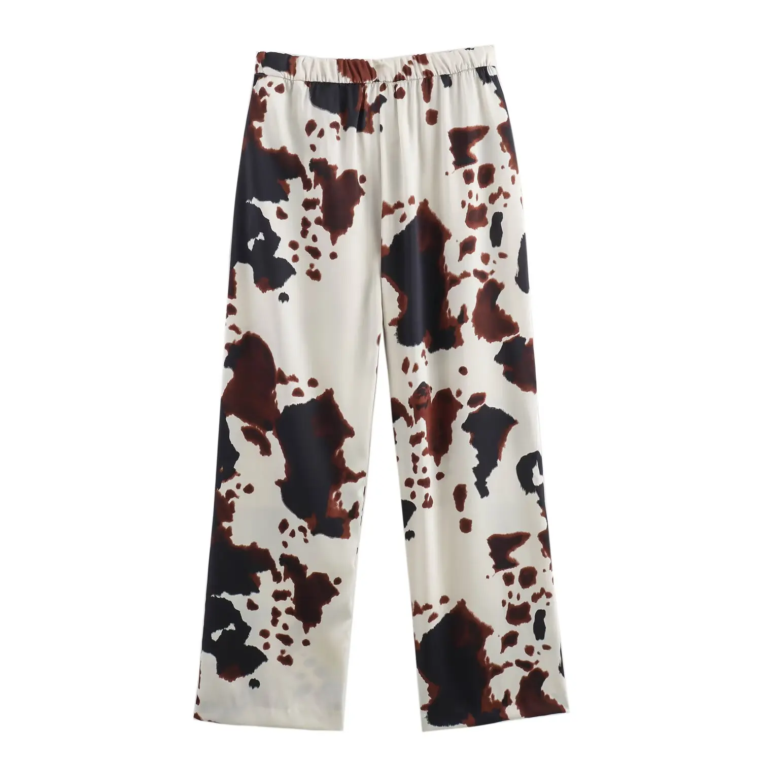 2025 Summer Women's Clothing European and American Style Fashionable Animal Print Casual Mid-Rise Straight Trousers