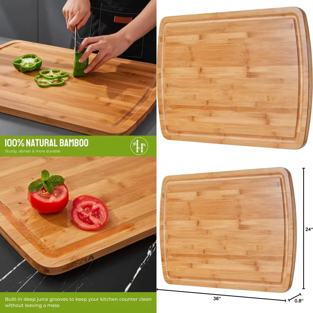 

Jumbo 36x24 Kitchen Chopping Board - XL BBQ Meat Cutting & Turkey Carving with Juice Channel