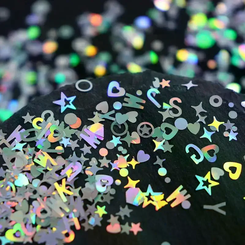 กลิตเตอร์เลเซอร์ลายดาวสีเงินสำหรับตกแต่งเล็บ 12/6 ช่อง  สำหรับตกแต่งเล็บแบบ DIY อุปกรณ์ทำเล็บ