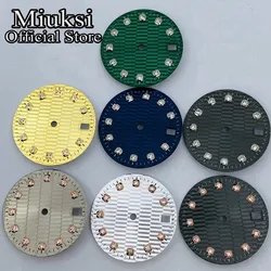 Miuksi 28.5mm silver gray green gold sterile watch dial fit NH34 NH35 movement fit 3 o'clock crown 3.8 o'clock crown