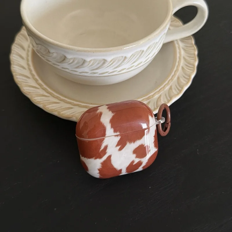 Brown Cow Pattern Earphone Case For Airpods Series, 1, 2, 3, 4, Pro, Pro2, Pro3