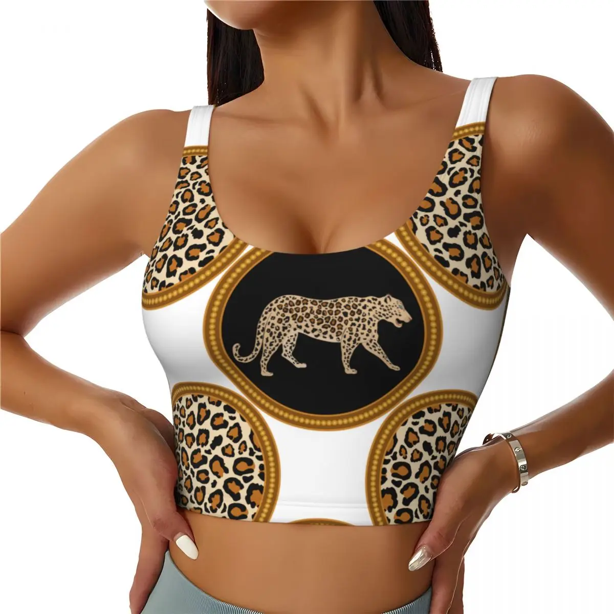 Women Sexy Sports Vest Leopard Female Streetwear Sport Lingerie Tee Crop Top