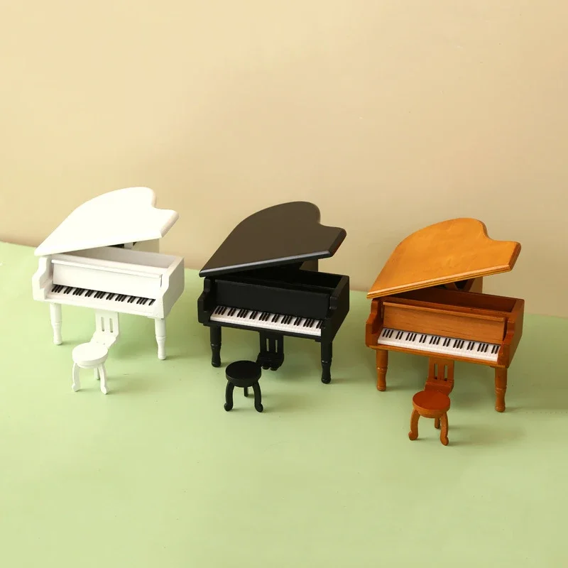 

Wooden simulation music box, creative wooden black grand piano, music box, furniture decoration, holiday gift giving