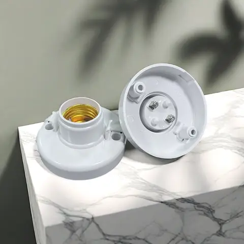 1-6 pces e27 tampa de parafuso soquete branco luz de teto lâmpada base de fixação suporte de lâmpada soquete para ventilador de teto