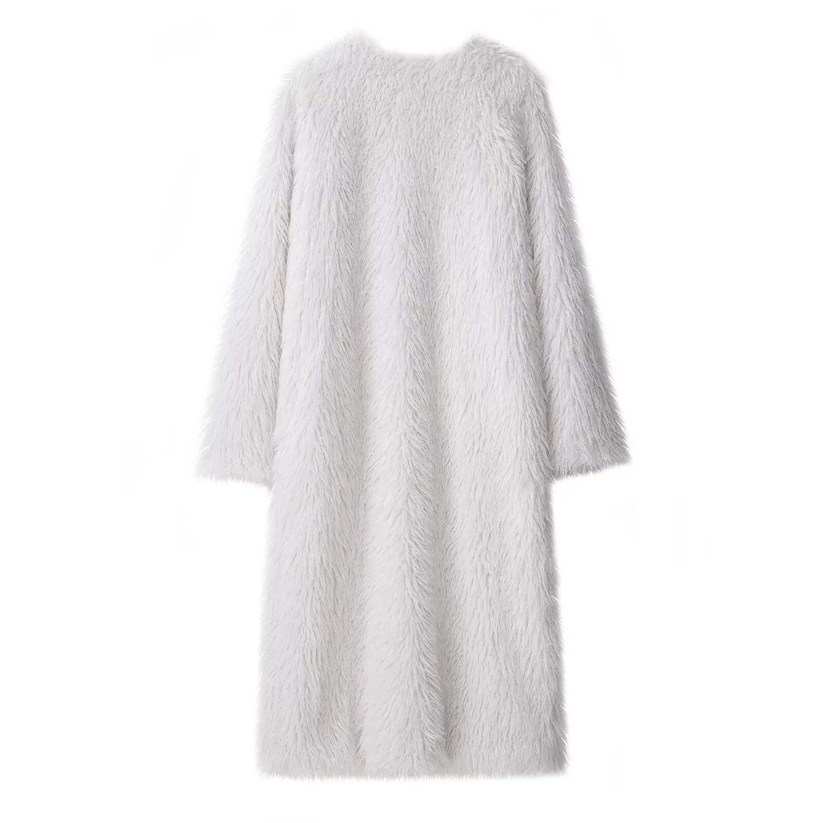 

Women's 2025 new fashion loose warm long style Fur Faux Leather Coat retro long sleeved women's Coat chic top