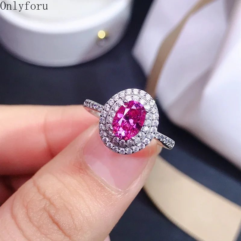 

New Oval Pink Moissanite Ring for Women Jewelry Engagement Ring for Wedding Real 925 Silver Party Gift 1 Carat Lab Diamond