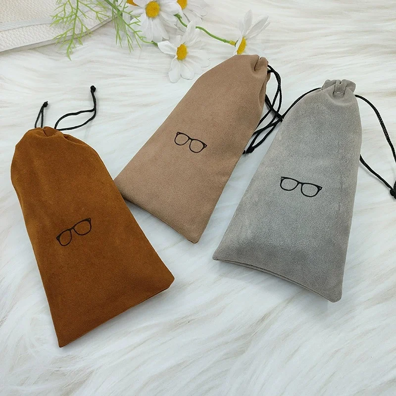 Flocking Fabric Drawstring Eyeglasses Storage Pouch Soft Dustproof Portable Sunglasses Protective Bag Daily Carry Accessory