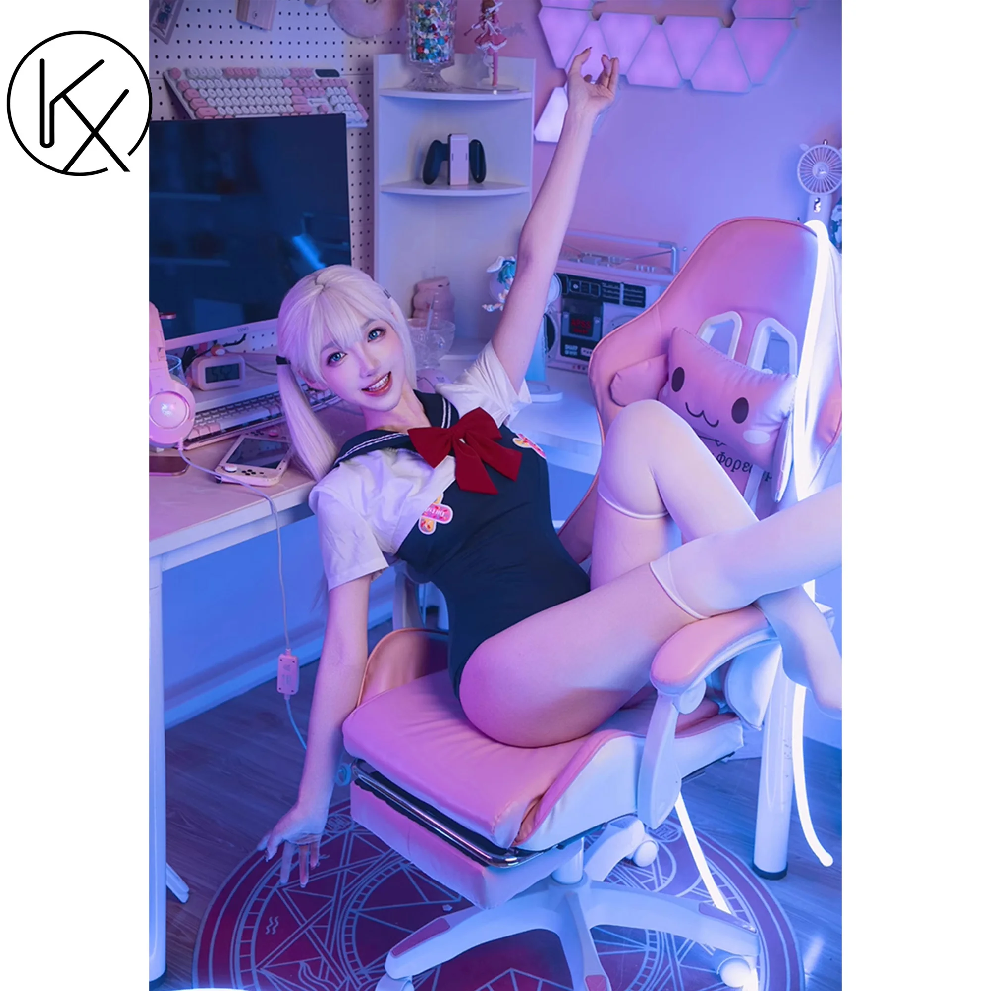kaixiggmm Japanese women OK tight uniform swimsuit sailor jacket anime cute jk college style two-piece suit