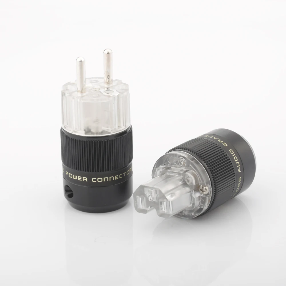 Enchufe de alimentación europeo Schuko de alta calidad, conector IEC macho y hembra, chapado en oro de 24K, chapado en plata de rodio, HIFI diy