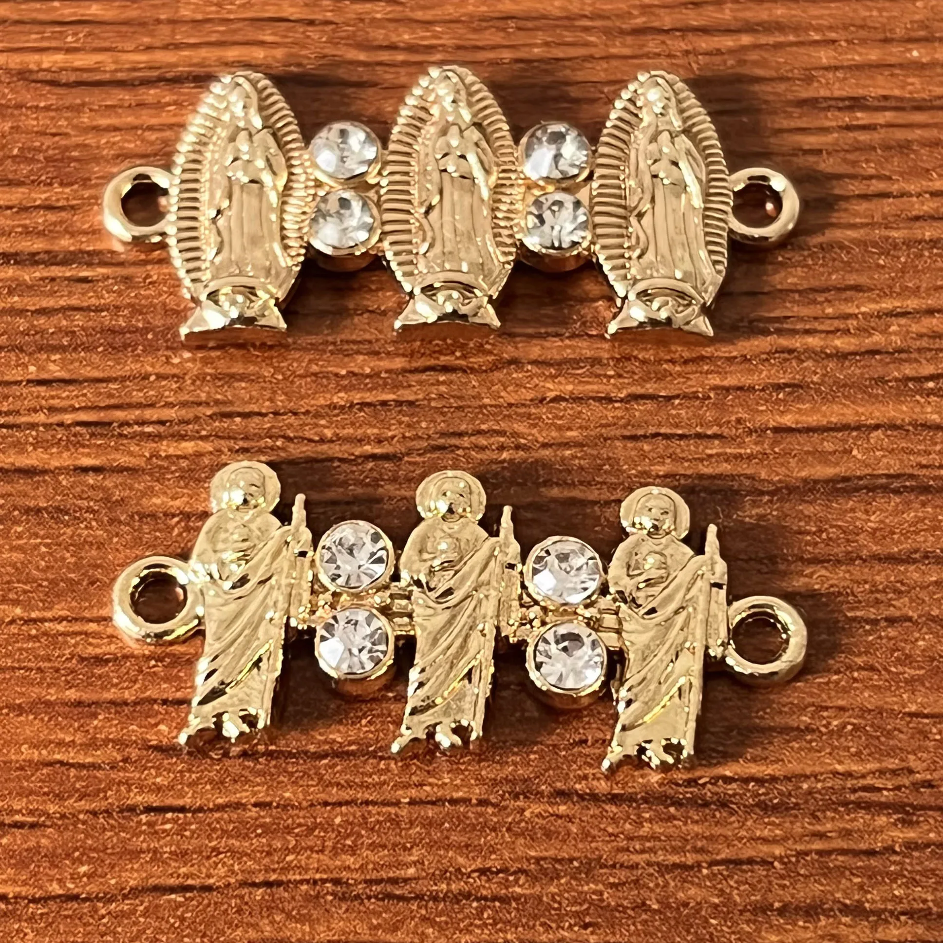 50Pcs Three Vrigin mary And Father Diamond Pendant Charm Connector For DIY Bracelet And necklace