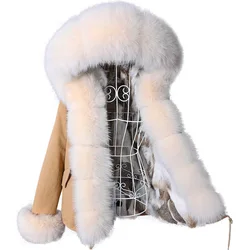 2024 Maomaokong Natural Rabbit Fur Lining Fur Coat Winter Female Warm Women's Jacket Women Coat Women Real Fur Collar Parka