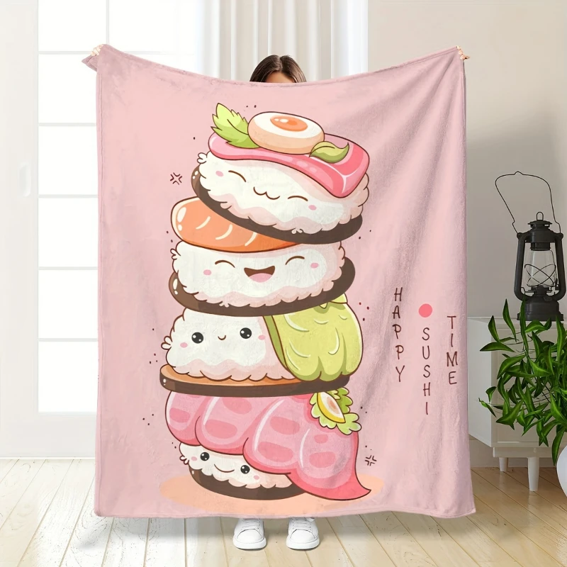 Pink Glaze Donut Watercolor Full Print Throw Blanket,Warm Sofa,Bed Lap Cover,Birthday Anniversary Home Casual Gathering Present