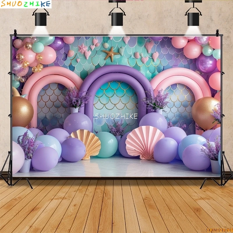 抽象的な写真の背景,熱気球,恐竜のバナー,誕生日パーティーの装飾,人魚の貝殻,ZI-02