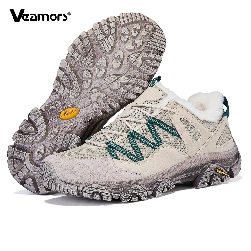 

Женская зимняя походная обувь, мужские плюшевые уличные кроссовки, теплая хлопковая обувь, Нескользящая повседневная спортивная обувь, походная обувь
