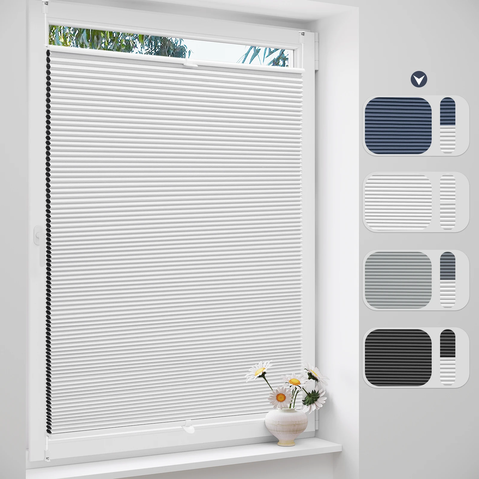 Persianas enrollables de panal para ventana, persiana sin perforación, opaca, térmica, doble pliegue, pantalla de privacidad para puertas de ventanas