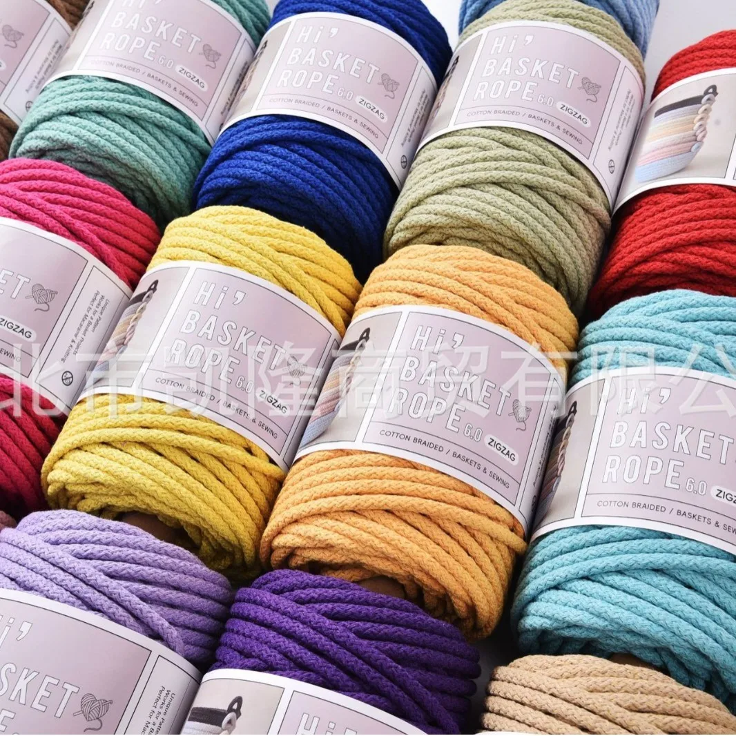 450g Core Cotton Rope 5.5mm Coarse Cotton Rope Yarn Handmade Storage Basket Bag Pillow Home Weaving Material Handmade Gift