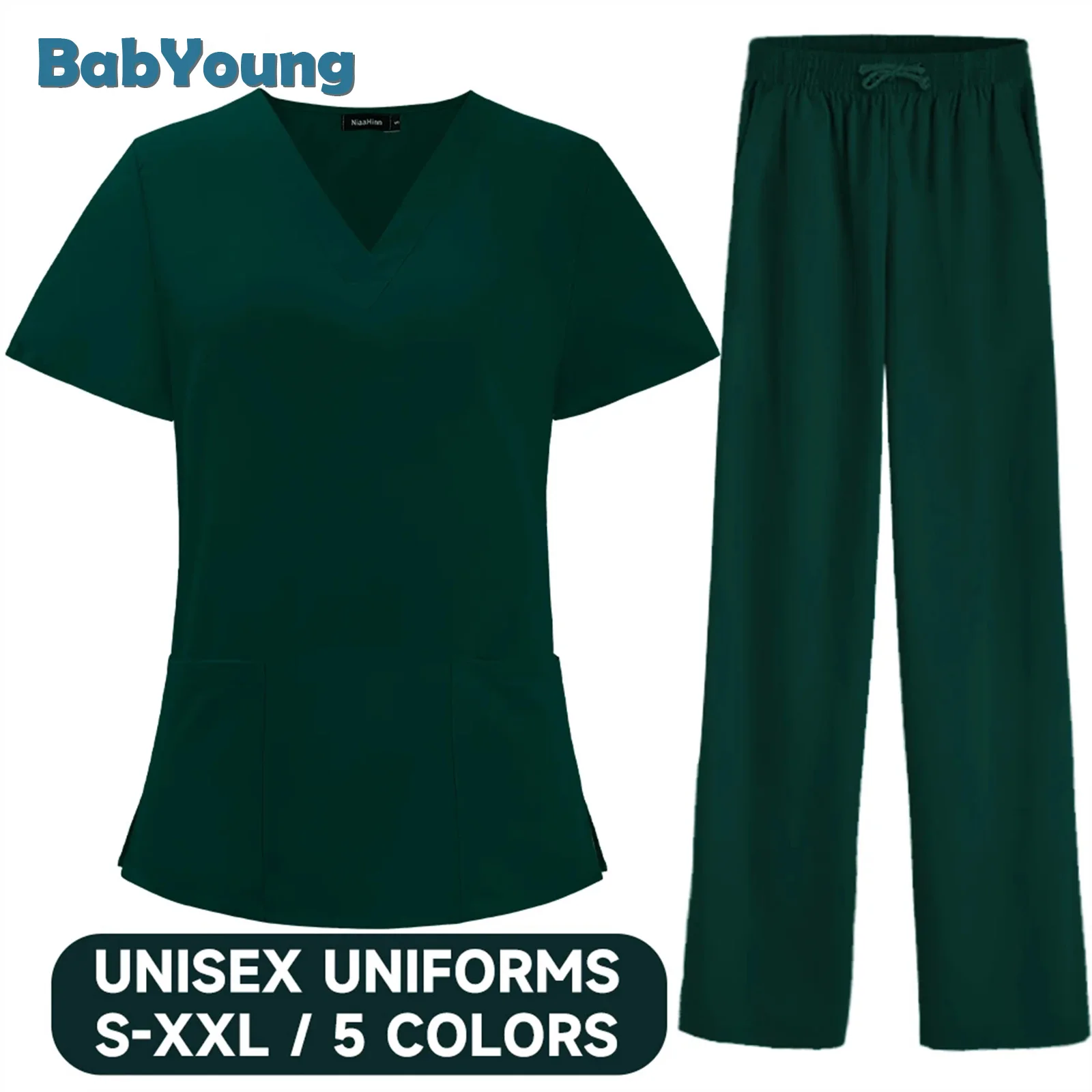 

Scrubs For Women Set Ultra Soft Stretch Medical Uniform Pocket Top With Jogger Pants Hospital Workwear Clinic Nurse Overalls