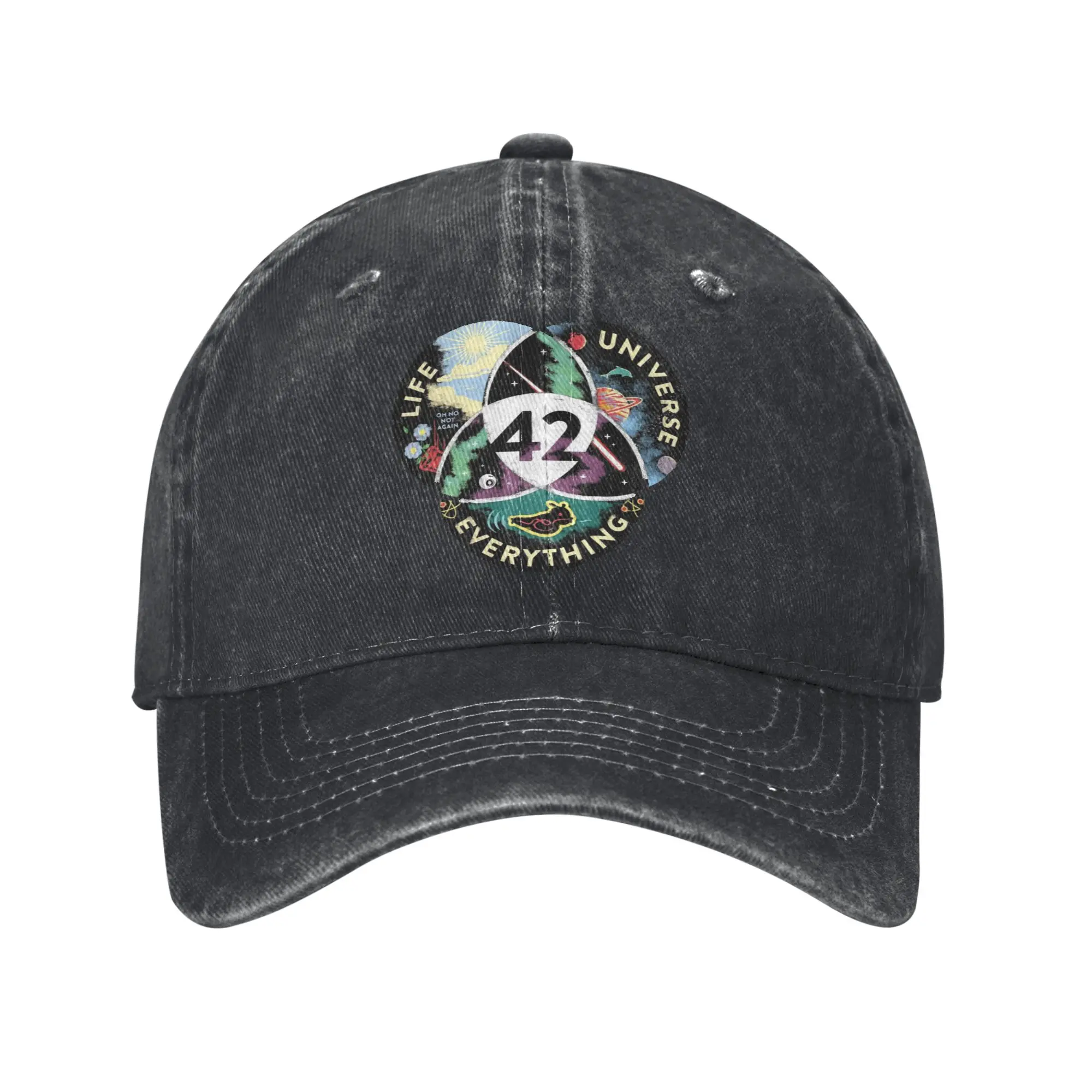 Vintage 42 The Answer To Life The Universe And Everything Douglas Adams Baseball Caps Unisex Distressed Denim Sun Cap Caps Hat