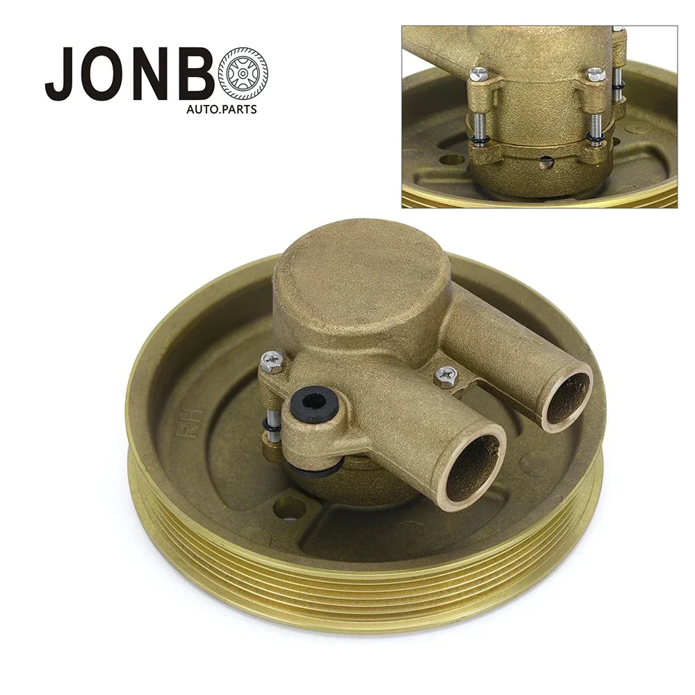 JONBO 3812519 21212799  Raw Sea Impeller Water Pump with Serpentine Pulley For Volvo Penta V6 V8 4.3 5.0 5.7