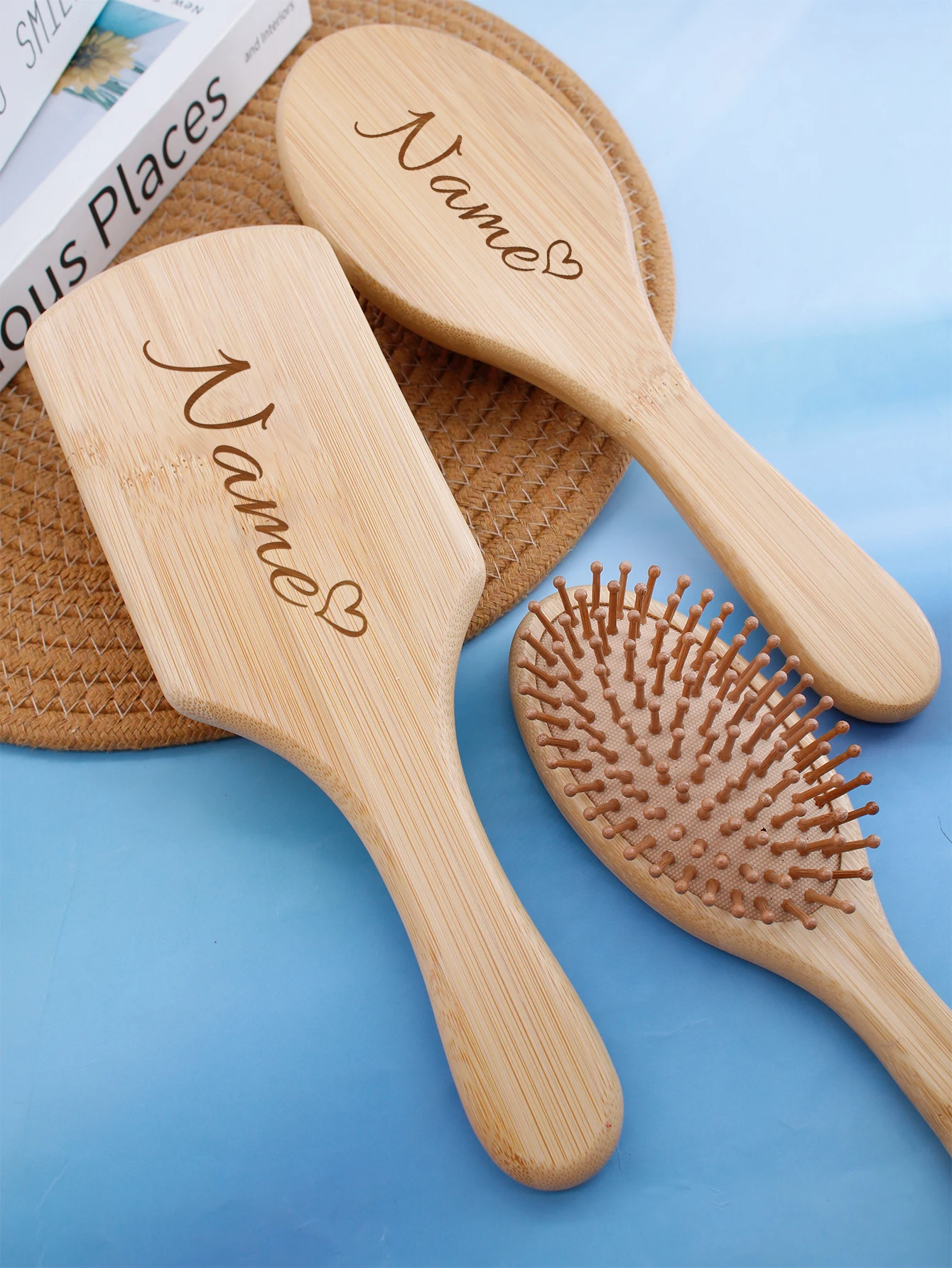 Custom Wood Air Cushion Comb, Personalized Detangler Brush, Customized Hair Brushes For Women, Customizable Name Hair Brush,