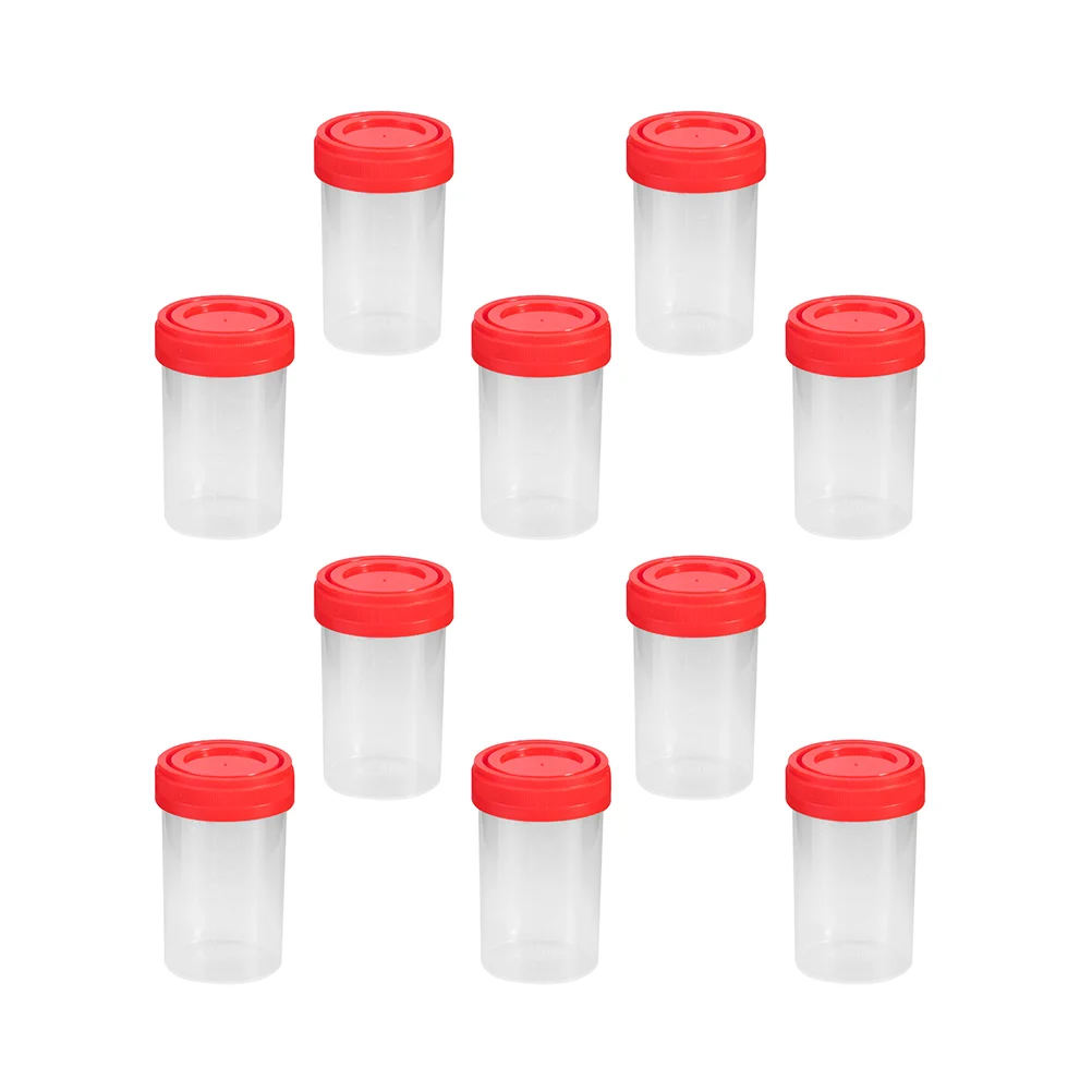 10 Pcs Sampling Cup Specimen Cups with Lids Medical Sample Container Scale Urine
