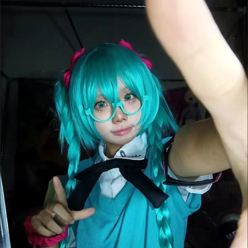 Hatsune Miku Cosplay Glasses Frame Cartoon Anime Two-Dimensional Cute Comic Exhibition Party Versatile Half-Frame Eye Frame