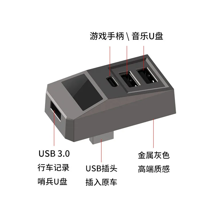 USB Hub Car Glove Box Docking Station Adapter Multi Port Splitter Fit New Tesla Model 3 Highland/Y/YL,USB-C Extension Dock view 4